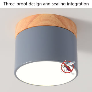 Nicoll - Nordic Wood Style Surface Mounted Round Ceiling Downlight