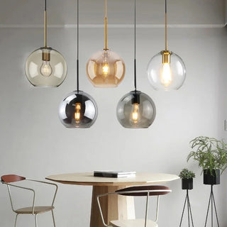 Valencia - Modern Industrial Glass Coloured Ball Hanging Pendant Ceiling Light