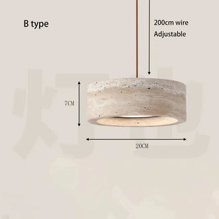 Palmas  - Modern Disc Shape Stone Hanging Brown Cord LED Ceiling Light