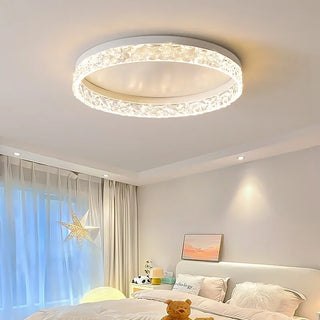 Naina - Modern Round Flush Mount Crystal Glass Dimmable Ceiling Light