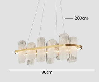 Sago - Hanging Stone Style Coloured Glass Gold Round Chandelier