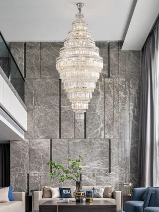 Stratos - Tiered Crystal Glass & Bead Chrome Chandelier