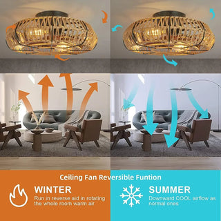 Socrates - Hand Made Rope Light Ceiling Fan 7 Blade