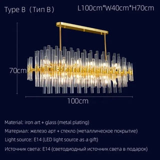 Swan - Glass Crystal Tubes Round Gold Ceiling Chandelier