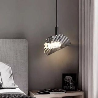 Rilee - Modern Grey Patterned Glass Ceiling Chandelier