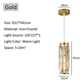 Ronne - Crystal Hanging Long Tube Pendant Ceiling Light