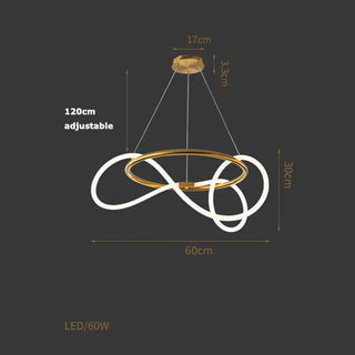 Ragav - Gold Twisted Hanging LED Pipe Ceiling Light Chandelier
