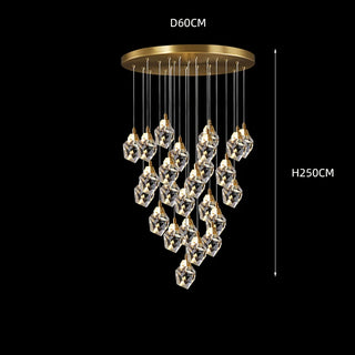 Haiti - Multi Head Crystal Glass Gold Ceiling Chandelier