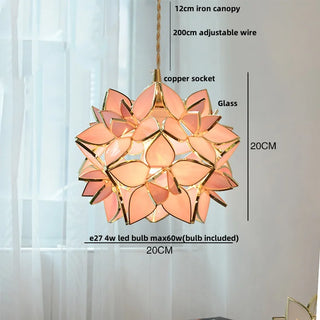 Madrid II - Tiffany Glass Nordic Flower Copper Hanging Pendant Light Fixture