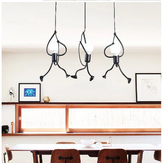 Annie - Black Metal Little Climbing Men Ceiling Light