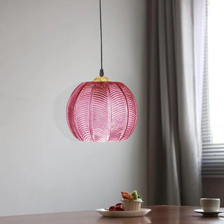 Rubik - Glass Leaf Pattern Round Coloured Shade Hanging Pendant Ceiling Light