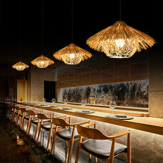 Kris - Woven Rattan Lampshade Bamboo Chandeliers Pendant Lights