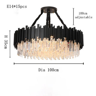 Armena - Modern Black Glass Hanging Ceiling Chandelier