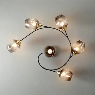 Elodie - Modern Twisted Body Coloured Glass Multi Head Ceiling Light Chandelier