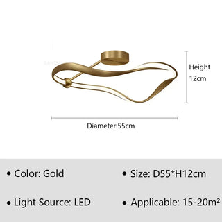 Mapire - Modern Twisted LED Wave Semi Flush Dimmable Ceiling Light