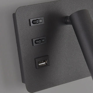 Meda - Modern Fabric Shade Dual Reading Wall Light with USB Charger