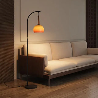 Solenne modern LED sunset arc floor lamp with remote control for living room
