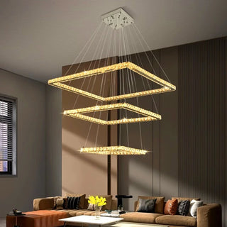 Elio - Modern Square Tiered Gold Hanging Chandelier