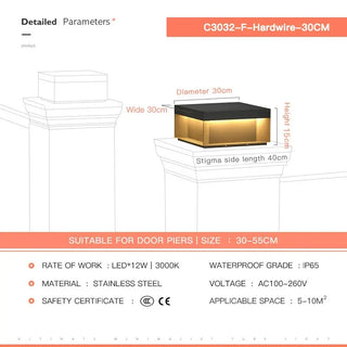 Tim - LED Outdoor Waterproof Courtyard Pillar Top, Fence, Cap Door Post Fence Light