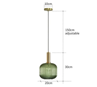 Kiara - Green Patterned Glass Hanging Pendant Ceiling Light