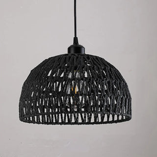 George- Rattan Hemp Rope Woven Hanging Dome Pendant Ceiling Light