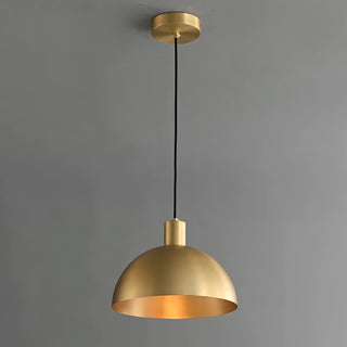 Avesta - Modern Gold Round Hanging Dish Black Cord Pendant Ceiling Light