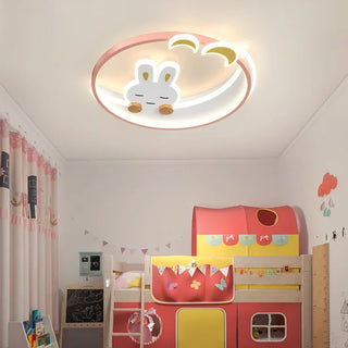 Jayceon - Round Bunny with Cloud Children's Room Ceiling Light