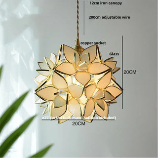 Madrid II - Tiffany Glass Nordic Flower Copper Hanging Pendant Light Fixture