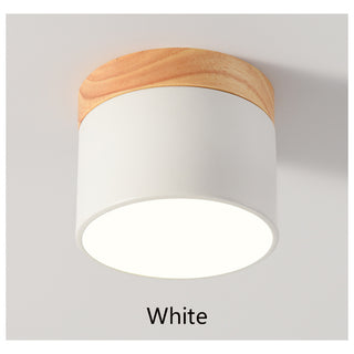 Nicoll - Nordic Wood Style Surface Mounted Round Ceiling Downlight