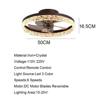 Hilarion - Crystal Chandelier Light Ceiling Fan 5 Blade