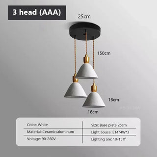 Cannes - Ceramic Resin White Gold Hanging Pendant Ceiling Light