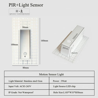 Evelina - Embedded Frameless LED  Motion Sensor Step & Stair Wall Lights