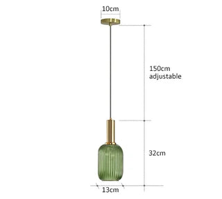 Kiara - Green Patterned Glass Hanging Pendant Ceiling Light