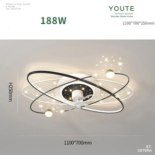 Isfara - New Nordic Stars Sky Ceiling Fan Light Modern Shaking Head Fan Lamp