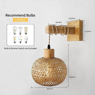 Hamar - Natural Handwoven Rattan Bamboo Hanging Ceiling Light