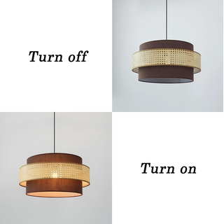 Kheesa - Layered Perforated Woven Cylindrical Hanging Pendant Ceiling Light