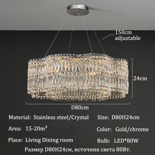 Luxe - Crystal Wave Design Adjustable LED Ceiling Chandelier