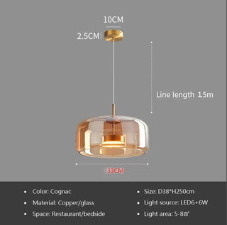 Daniel - Coloured Glass Round Hanging Pendant Ceiling Light