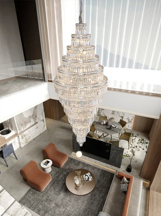 Stratos - Tiered Crystal Glass & Bead Chrome Chandelier