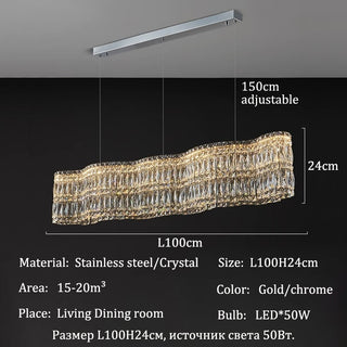 Luxe - Crystal Wave Design Adjustable LED Ceiling Chandelier