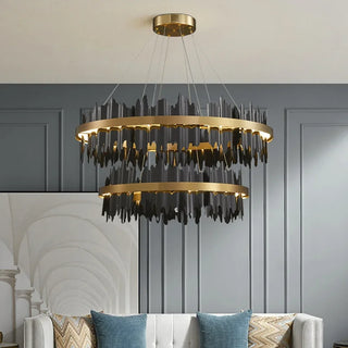 Vergina - Circular Hanging Gold Modern Chandelier Ceiling Light
