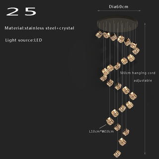 Abby - Crystal Square Box Gold Ceiling Chandelier