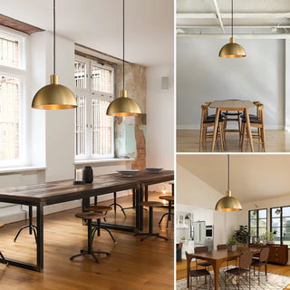 Avesta - Modern Gold Round Hanging Dish Black Cord Pendant Ceiling Light