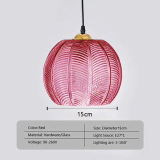 Rubik - Glass Leaf Pattern Round Coloured Shade Hanging Pendant Ceiling Light