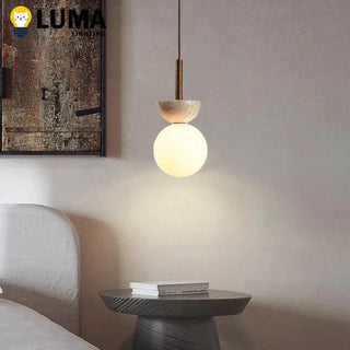 Leganes - Modern  Stone Milk White Shade Wabi Sabi Hanging Pendant Ceiling Light