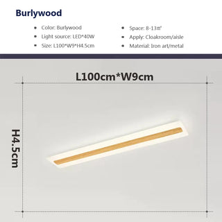 Gabiley - Wooden LED Modern Rectangular Ceiling Light Bar
