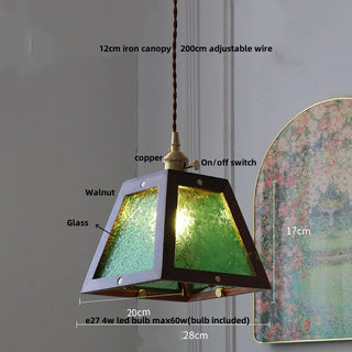 Saloni - Boxed Coloured & Textured Glass Pendant Ceiling Light