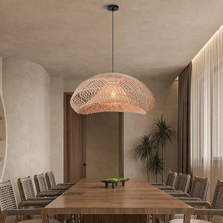 Ostin - Wicker and Rattan Round Pendant Ceiling Light
