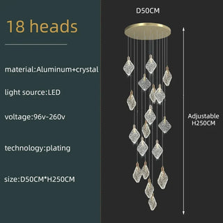 Hayk - Modern Hanging Black & Gold Teardrop Tube Sparkle Chandelier