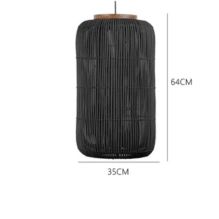 Nora - Retro Rattan Squashed Round Ceiling Light